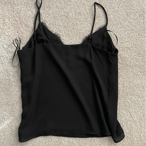 BLACK TANK LACE TRIM V NECK - Picture 2 of 3